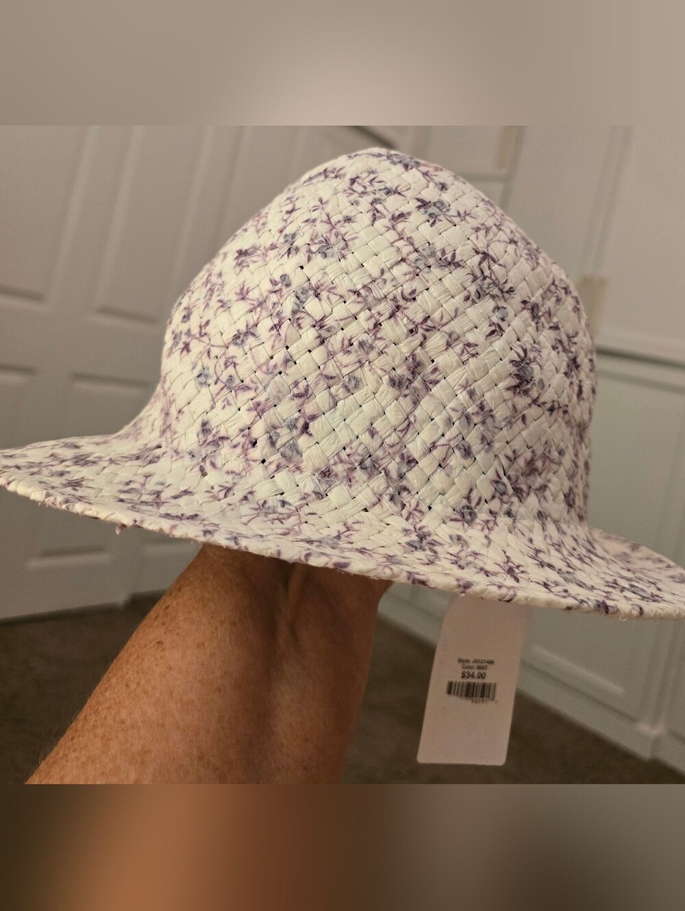 Jessica Simpson Floral Bucket Hat - Cream with Gray Accents